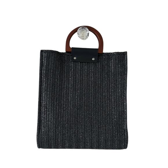 MW Most Wanted Black Straw Bag with Attachable Crossbody Strap - Picture 1 of 6